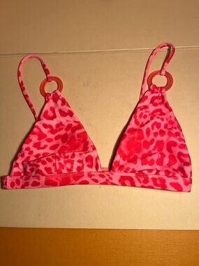 MIKOH pink leopard print bikini top size small 🎀